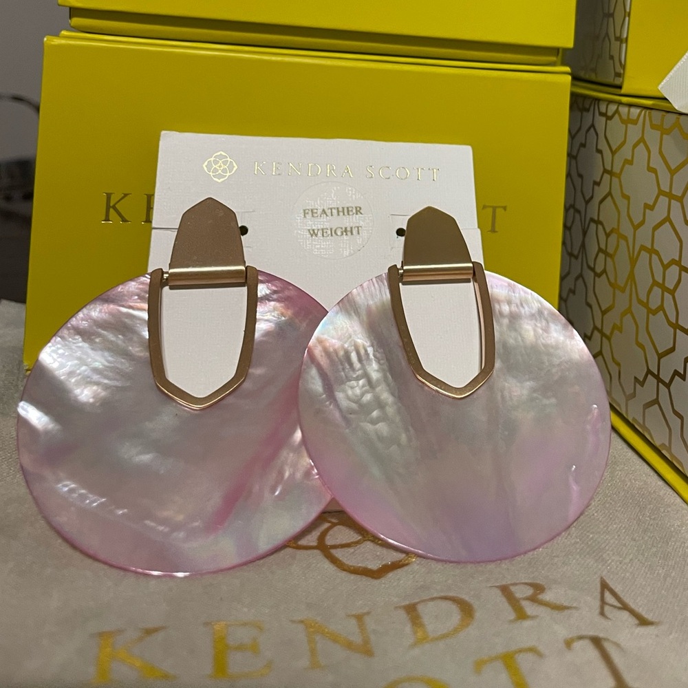 Kendra Scott Diane Statement Earrings Rose Gold/ Blush Mother of Pearl